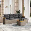 6-tlg. Garten-Sofagarnitur mit Kissen Grau Poly Rattan
