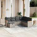 7-tlg. Garten-Sofagarnitur mit Kissen Grau Poly Rattan
