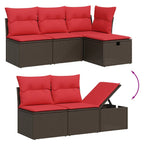 6-teiliges Gartensofa-Set mit Kissen, braun, Polyrattan