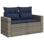 8-teiliges Gartensofa-Set mit Kissen, grau, Polyrattan