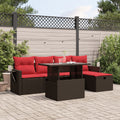 6-teiliges Gartensofa-Set mit Kissen, braun, Polyrattan