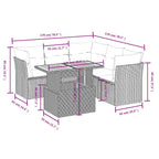 5-tlg. Garten-Sofagarnitur mit Kissen Schwarz Poly Rattan