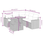 6-tlg. Garten-Sofagarnitur mit Kissen Schwarz Poly Rattan
