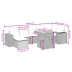 8-tlg. Garten-Sofagarnitur mit Kissen Schwarz Poly Rattan