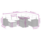 8-tlg. Garten-Sofagarnitur mit Kissen Schwarz Poly Rattan