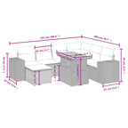 8-tlg. Garten-Sofagarnitur mit Kissen Grau Poly Rattan