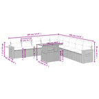 11-tlg. Garten-Sofagarnitur mit Kissen Schwarz Poly Rattan