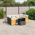 7-tlg. Garten-Sofagarnitur mit Kissen Schwarz Poly Rattan
