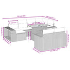 11-tlg. Garten-Sofagarnitur mit Kissen Schwarz Poly Rattan