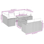 11-tlg. Garten-Sofagarnitur mit Kissen Grau Poly Rattan