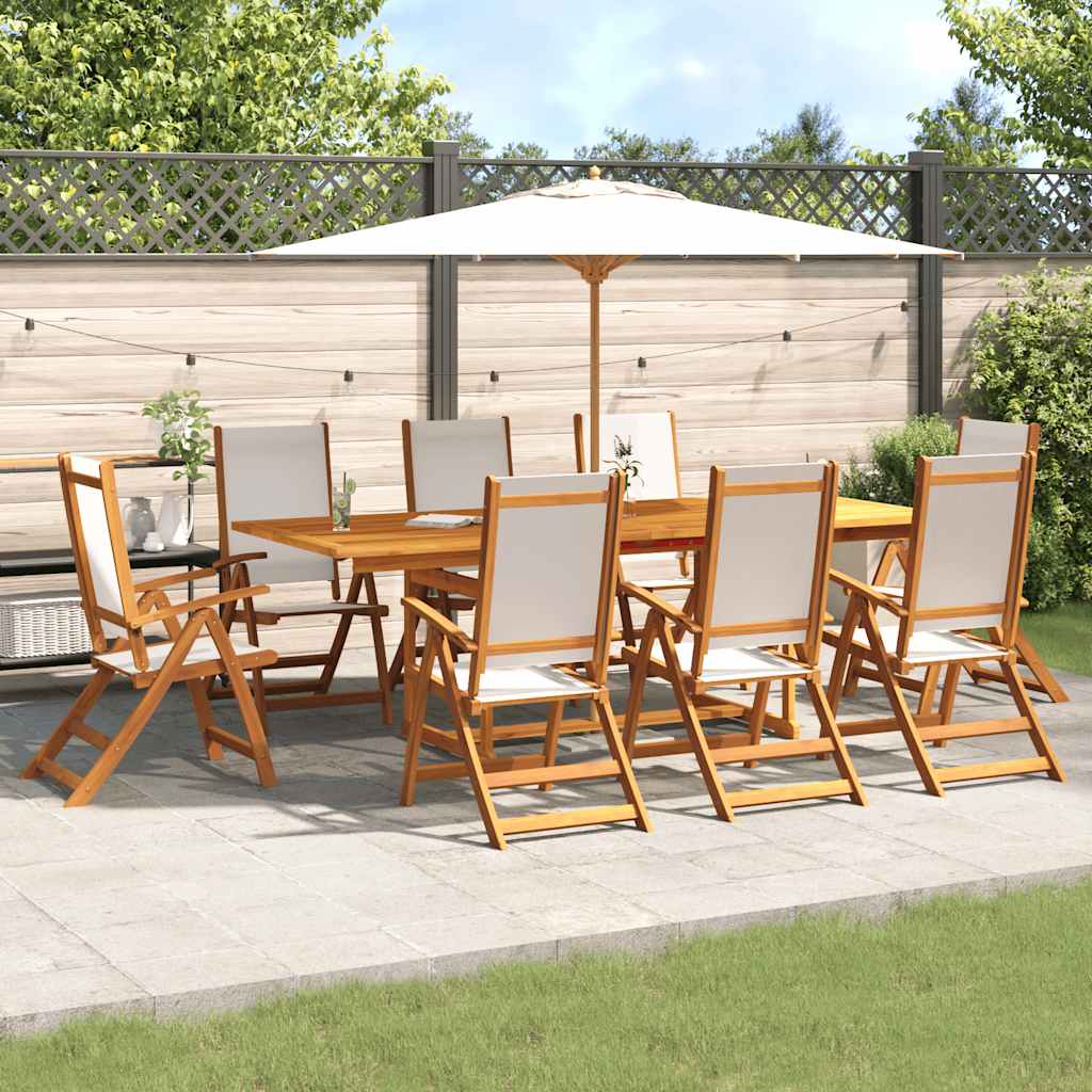 9-tlg. Garten-Essgruppe Massivholz Akazie und Textilene