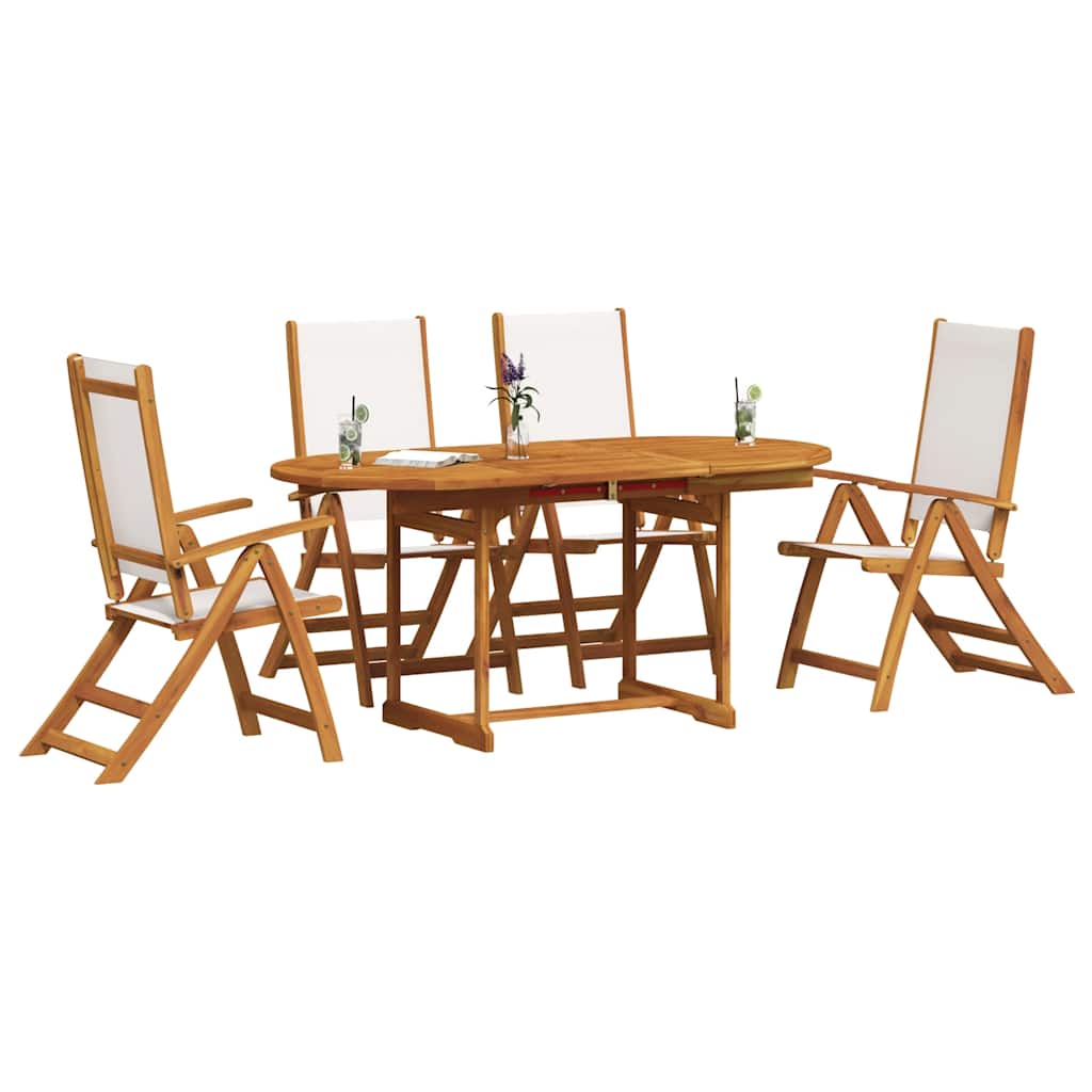 5-tlg. Garten-Essgruppe Massivholz Akazie und Textilene