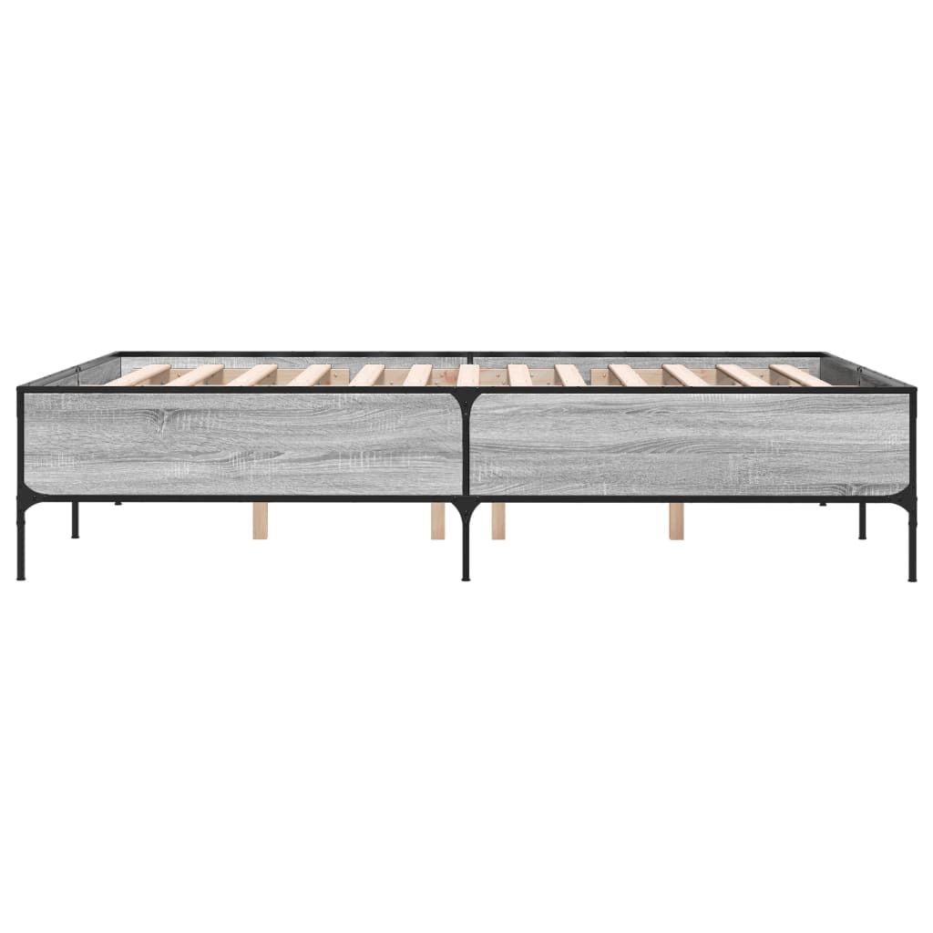 Bettgestell Grau Sonoma 160x200 cm Holzwerkstoff und Metall