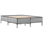 Bettgestell Grau Sonoma 160x200 cm Holzwerkstoff und Metall