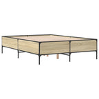 Bettgestell Sonoma-Eiche 140x190 cm Holzwerkstoff und Metall