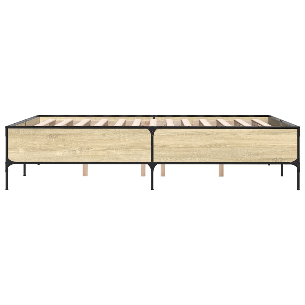 Bettgestell Sonoma-Eiche 140x190 cm Holzwerkstoff und Metall