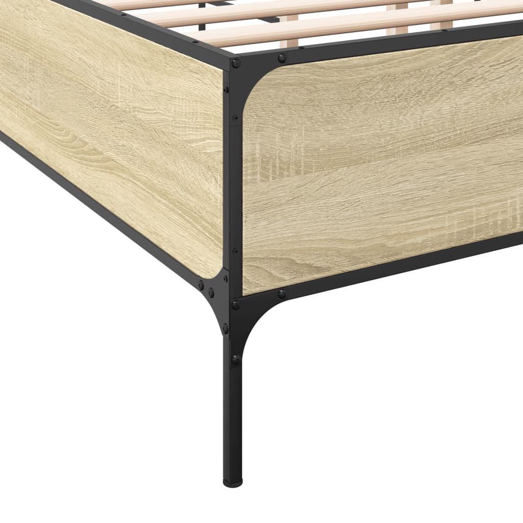 Bettgestell Sonoma-Eiche 140x190 cm Holzwerkstoff und Metall