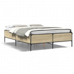 Bettgestell Sonoma-Eiche 135x190 cm Holzwerkstoff und Metall