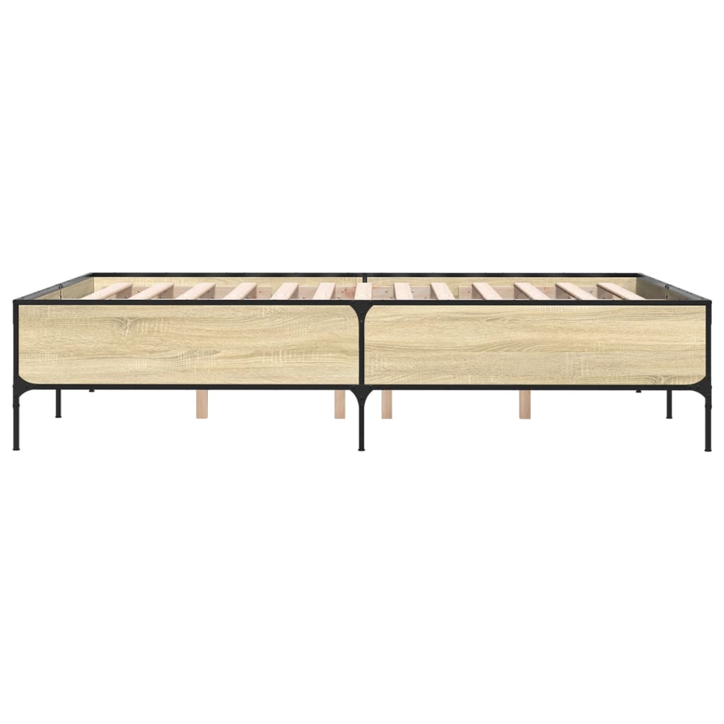 Bettgestell Sonoma-Eiche 135x190 cm Holzwerkstoff und Metall