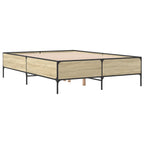 Bettgestell Sonoma-Eiche 135x190 cm Holzwerkstoff und Metall