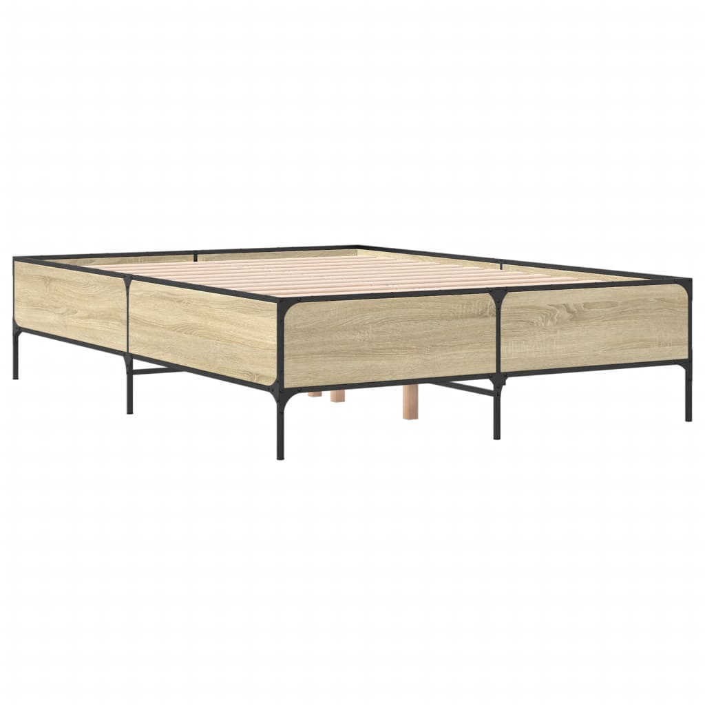 Bettgestell Sonoma-Eiche 120x190 cm Holzwerkstoff und Metall