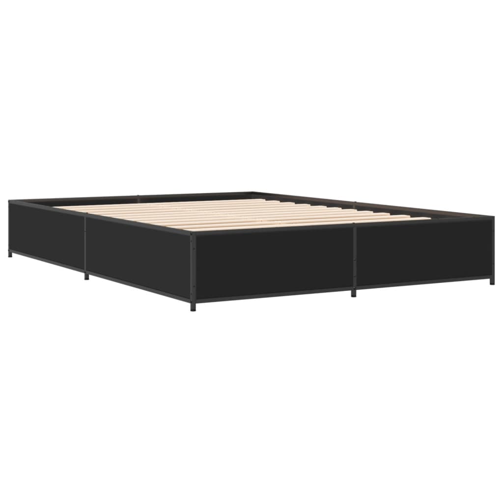 Bettgestell Schwarz 140x190 cm Holzwerkstoff und Metall
