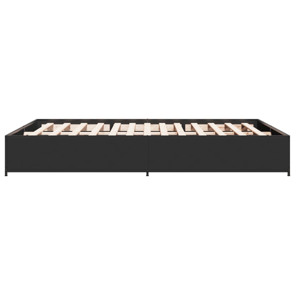 Bettgestell Schwarz 140x190 cm Holzwerkstoff und Metall