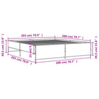 Bettgestell Räuchereiche 200x200 cm Holzwerkstoff und Metall