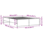 Bettgestell Schwarz 160x200 cm Holzwerkstoff und Metall