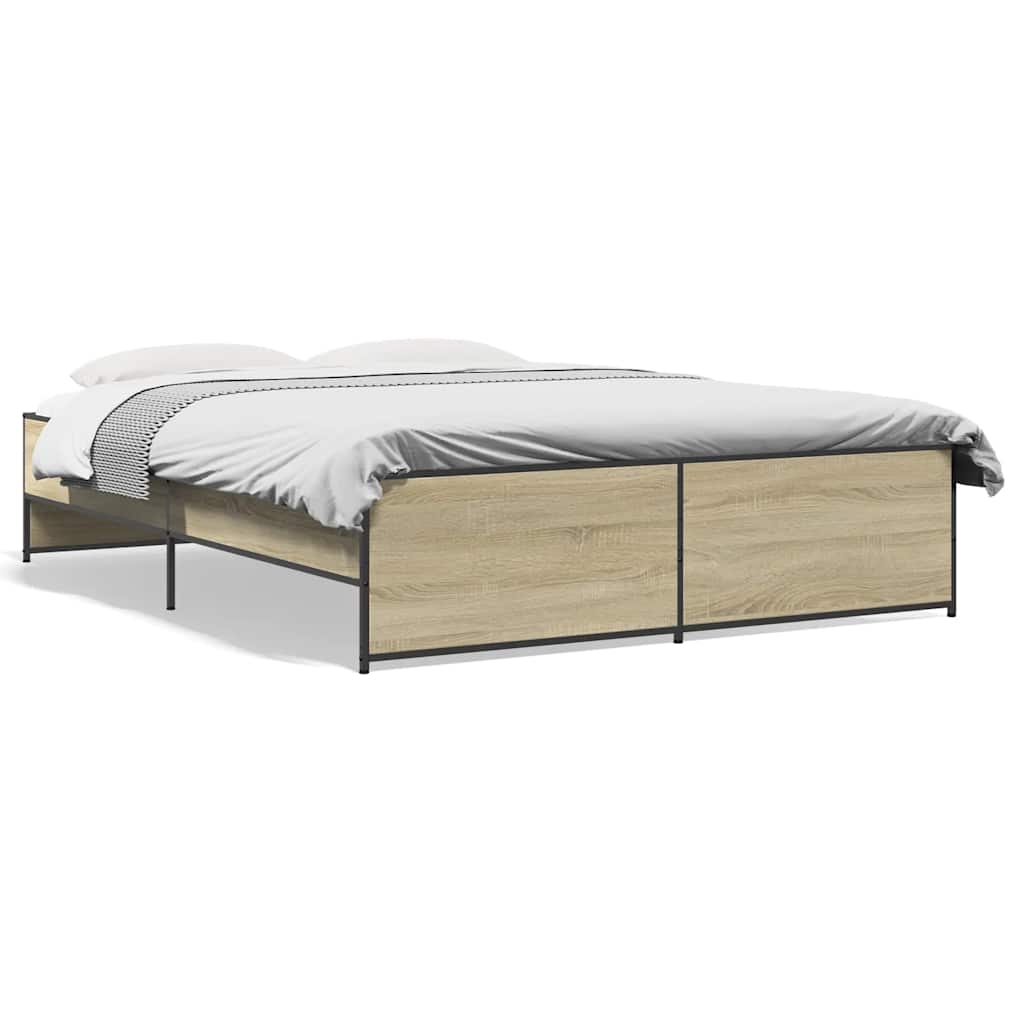 Bettgestell Sonoma-Eiche 150x200 cm Holzwerkstoff und Metall