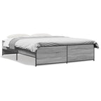 Bettgestell Grau Sonoma 150x200 cm Holzwerkstoff und Metall