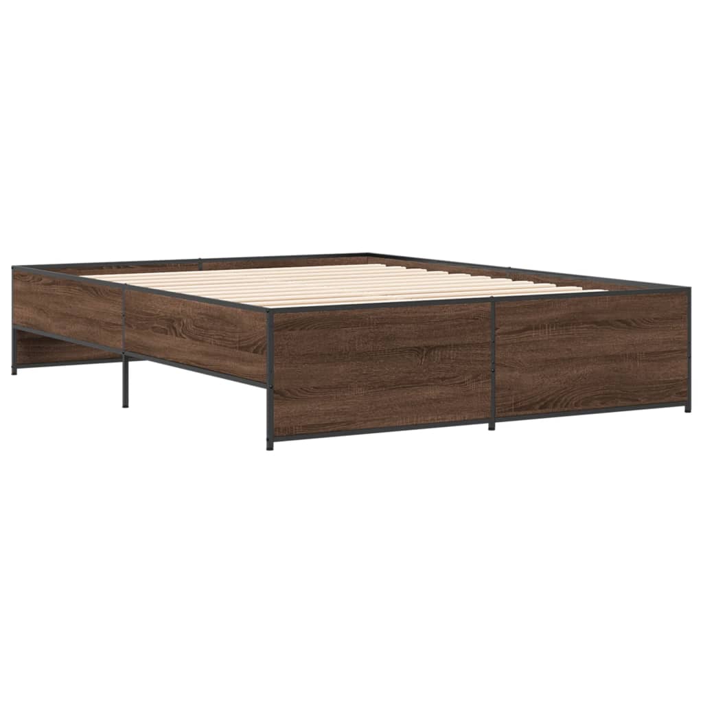 Bettgestell Braun Eichen-Optik 140x200 cm Holzwerkstoff Metall