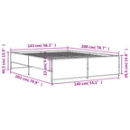 Bettgestell Braun Eichen-Optik 140x200 cm Holzwerkstoff Metall