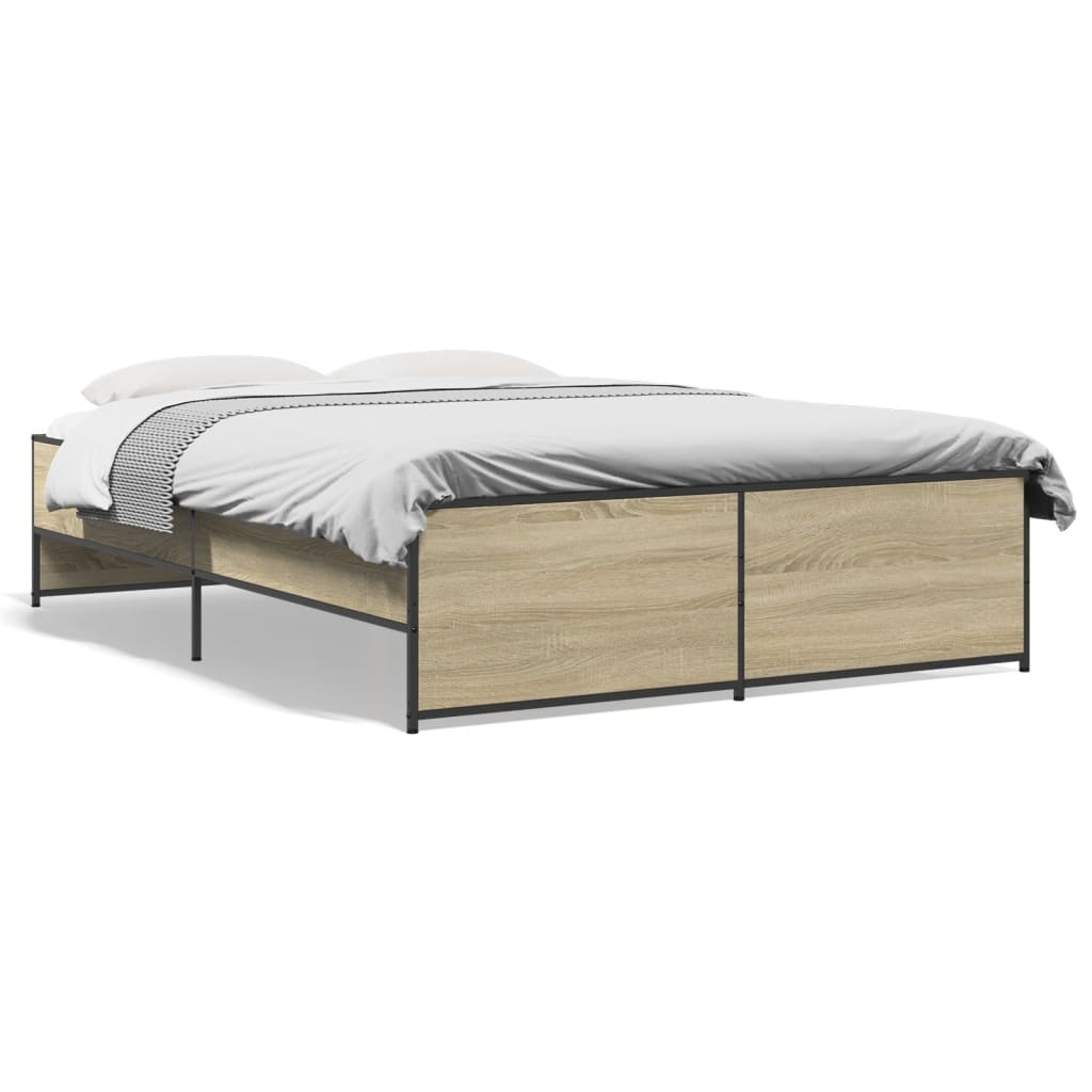 Bettgestell Sonoma-Eiche 120x200 cm Holzwerkstoff und Metall