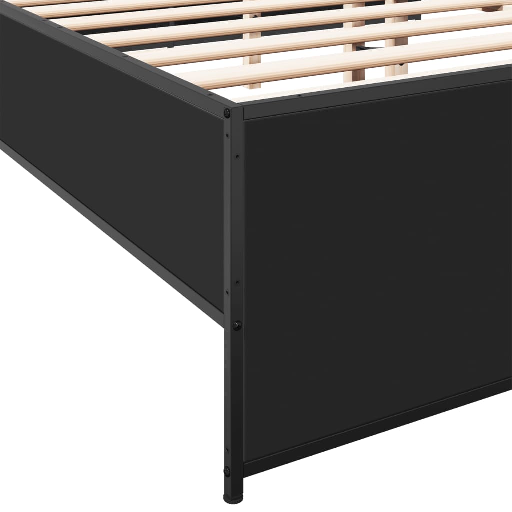Bettgestell Schwarz 140x190 cm Holzwerkstoff und Metall