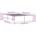 Bettgestell Schwarz 140x190 cm Holzwerkstoff und Metall