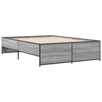 Bettgestell Grau Sonoma 135x190 cm Holzwerkstoff und Metall