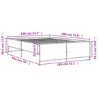 Bettgestell Grau Sonoma 135x190 cm Holzwerkstoff und Metall