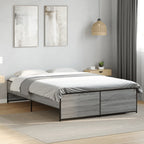 Bettgestell Grau Sonoma 135x190 cm Holzwerkstoff und Metall