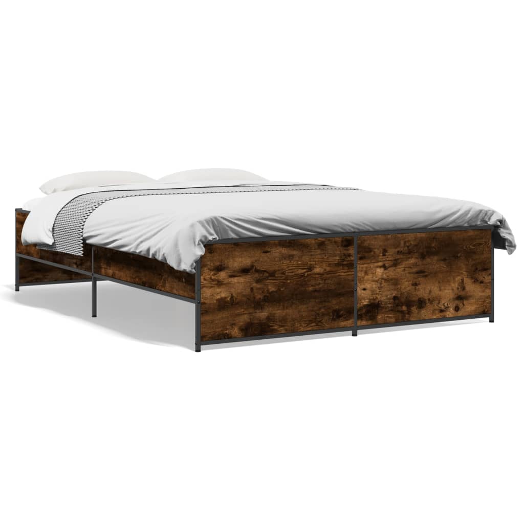 Bettgestell Räuchereiche 120x190 cm Holzwerkstoff und Metall