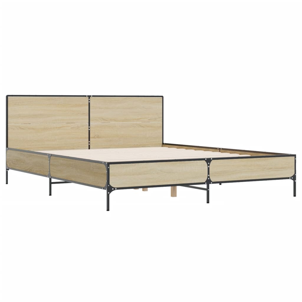 Bettgestell Sonoma-Eiche 140x200 cm Holzwerkstoff und Metall