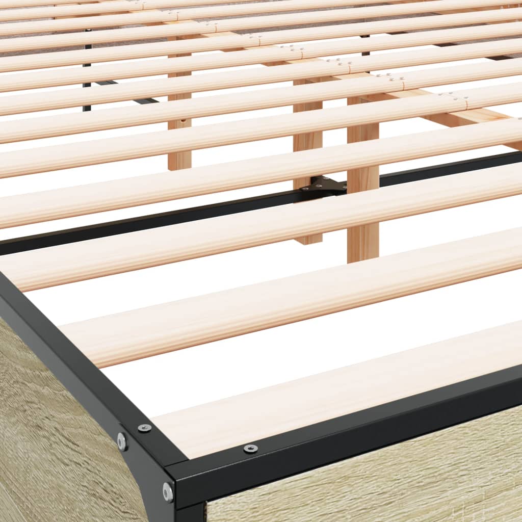 Bettgestell Sonoma-Eiche 150x200 cm Holzwerkstoff und Metall