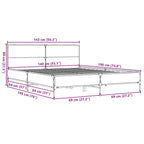 Bettgestell Schwarz 140x190 cm Holzwerkstoff und Metall