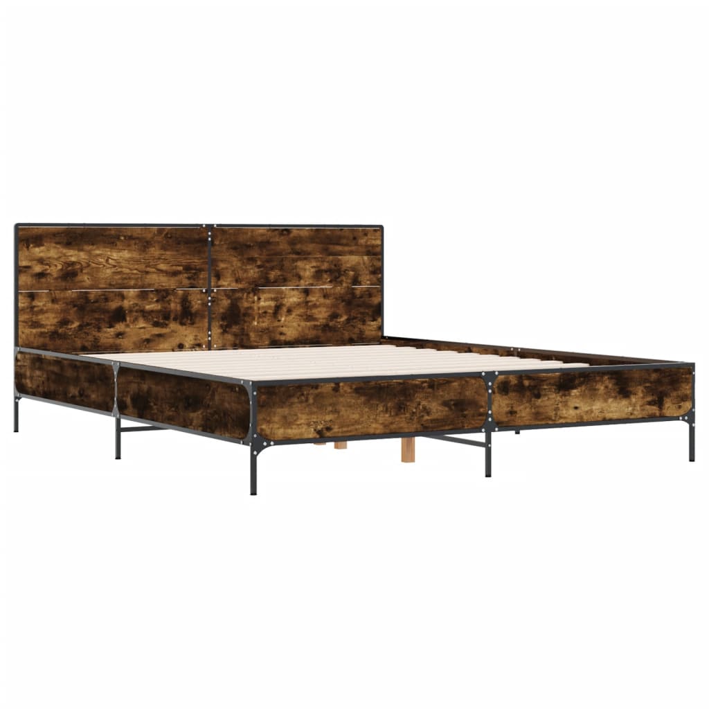Bettgestell Räuchereiche 140x190 cm Holzwerkstoff und Metall