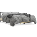 Bettgestell Sonoma-Eiche 150x200 cm Holzwerkstoff und Metall