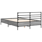 Bettgestell Grau Sonoma 120x190 cm Holzwerkstoff und Metall