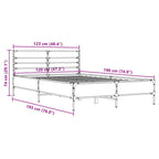 Bettgestell Grau Sonoma 120x190 cm Holzwerkstoff und Metall