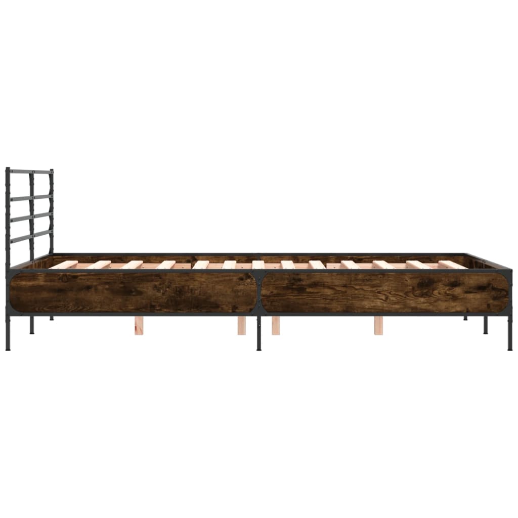Bettgestell Räuchereiche 135x190 cm Holzwerkstoff und Metall