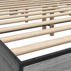Bettgestell Grau Sonoma 150x200 cm Holzwerkstoff und Metall