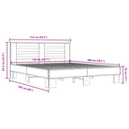 Bettgestell Grau Sonoma 150x200 cm Holzwerkstoff und Metall